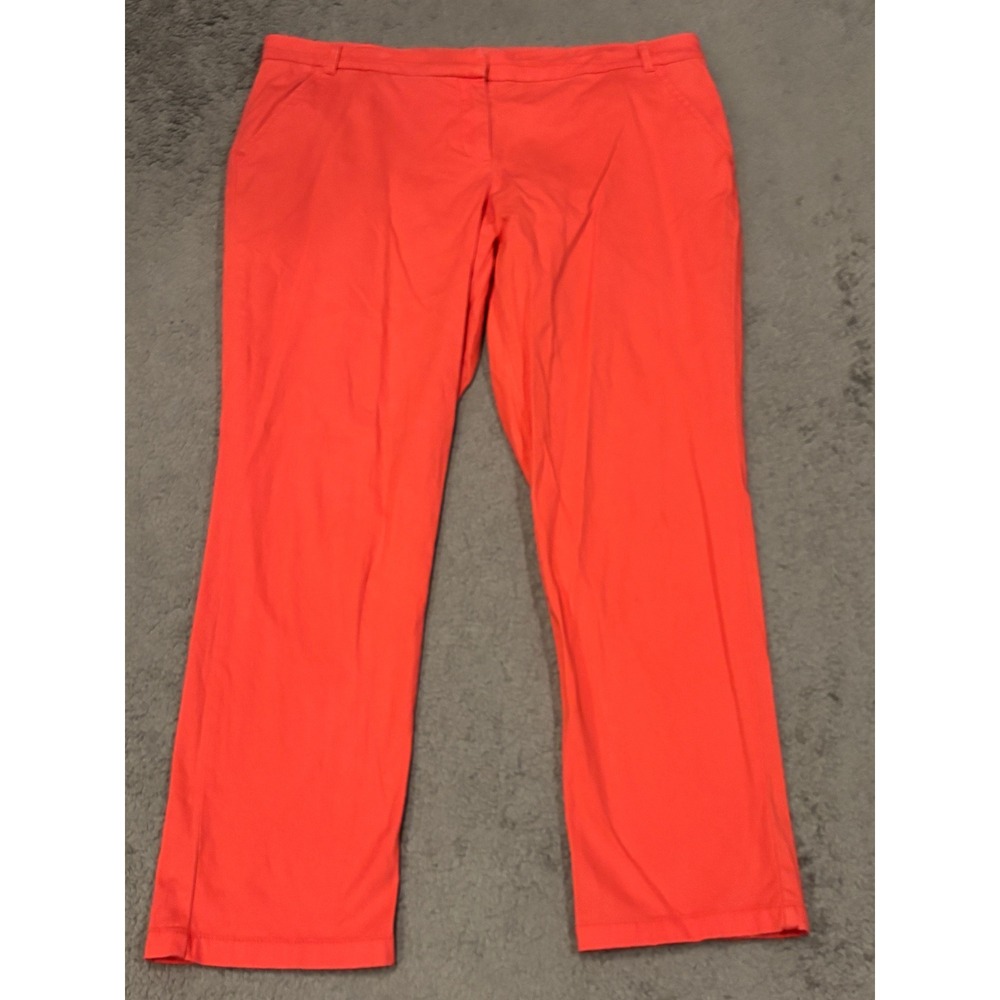 New York & Company 7th Avenue Coral Pink Straight Leg Pants Womens 14 Cotton